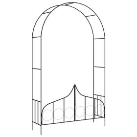 Garden Arch with Gate Black 54.3"x15.7"x93.7" Iron